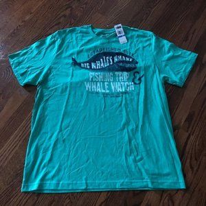 CHAPS T-Shirt Green Big Whales Wharf Fishing Trip & Whale Watch Sz. XL NEW NWT